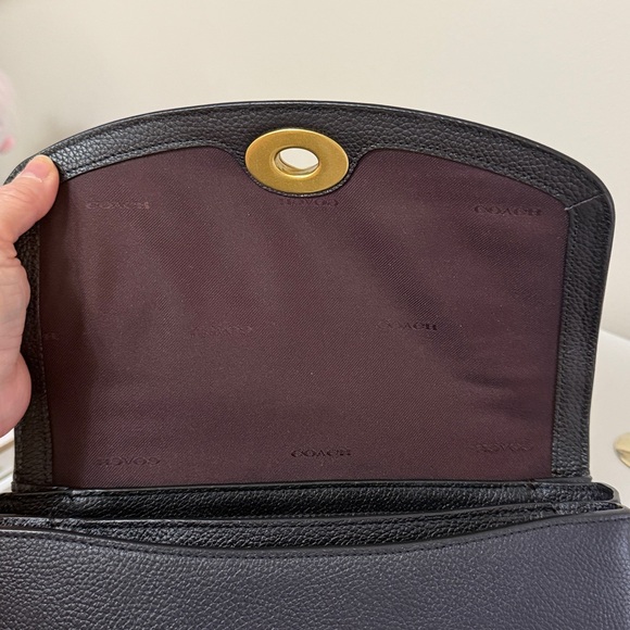 Coach Cassie Black Pebbled Leather Top-Handle Crossbody with Gold Turnlock - Picture 9 of 15